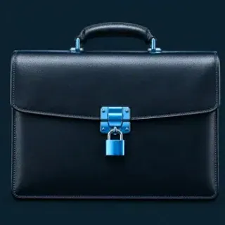 Locked leather briefcase — A Big Candy